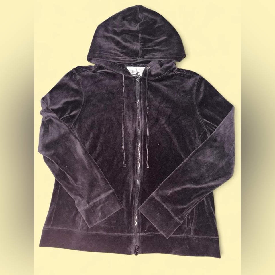 Route 66 Black Velour Double Zipper Zip Up
